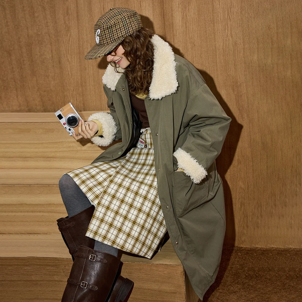 Jaket Puffer Wanita COOLHUT 2025 Musim Dingin Isi 90% Bulu Angsa, Model Vintage Kerah Lapel, Parka Kerja, Patchwork, Mantel Oversize, Outerwear Longgar