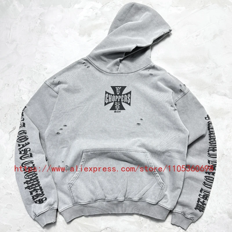 

High Street Retro Washed Men's Women's Casual West Coast Hoodie Heavy Fabric High-quality Trendy Hoodie Coat