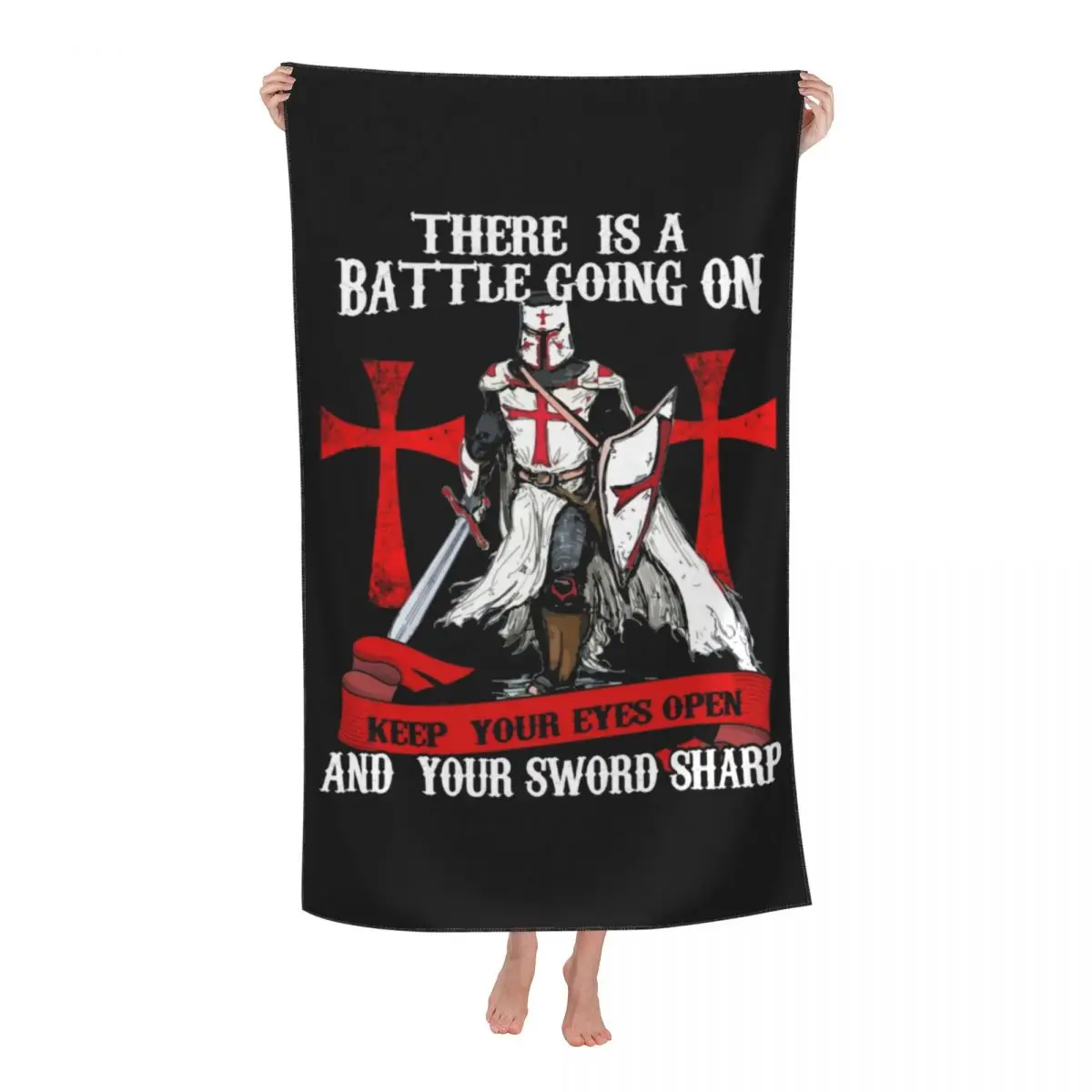 

Customized Quick Dry Microfiber Bath Beach Towel Super Soft Knights Templar Deus Vult Sports Bathroom Towels