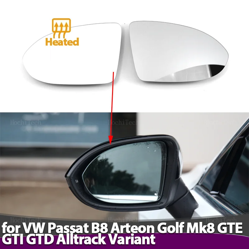

Car Left Right Rearview Side Wing Heated Durable Mirror Glass for Volkswagen VW Passat B8 Arteon GTE Alltrack Variant 2015-23