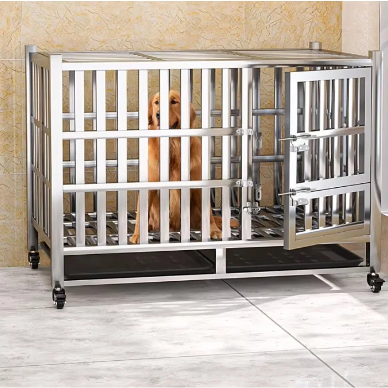 

304 Stainless Steel Dog Cage Indoor Folding Dog House for Small Medium Large Dogs for Golden Retrievers French Bulldogs Corgis