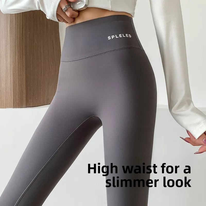 ارتفاع الخصر Fce اصطف Plu اليوغا السراويل النسائية ملابس خارجية صغيرة الحجم الدفء المطبوعة السراويل Thiened الشتاء تسع قطع السراويل