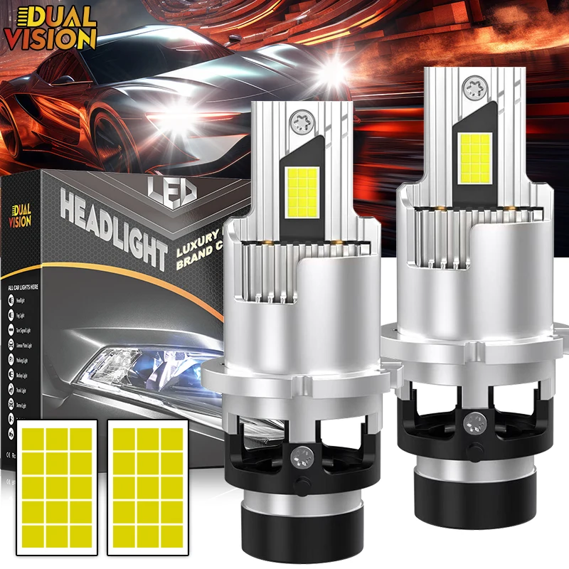 

Dualvision D2S D4S LED Car Headlights Bulbs Canbus HID D2R D4R Led Lamp 1:1 Two Sided CSP Chips 6000K White Plug&Play Lights 12V