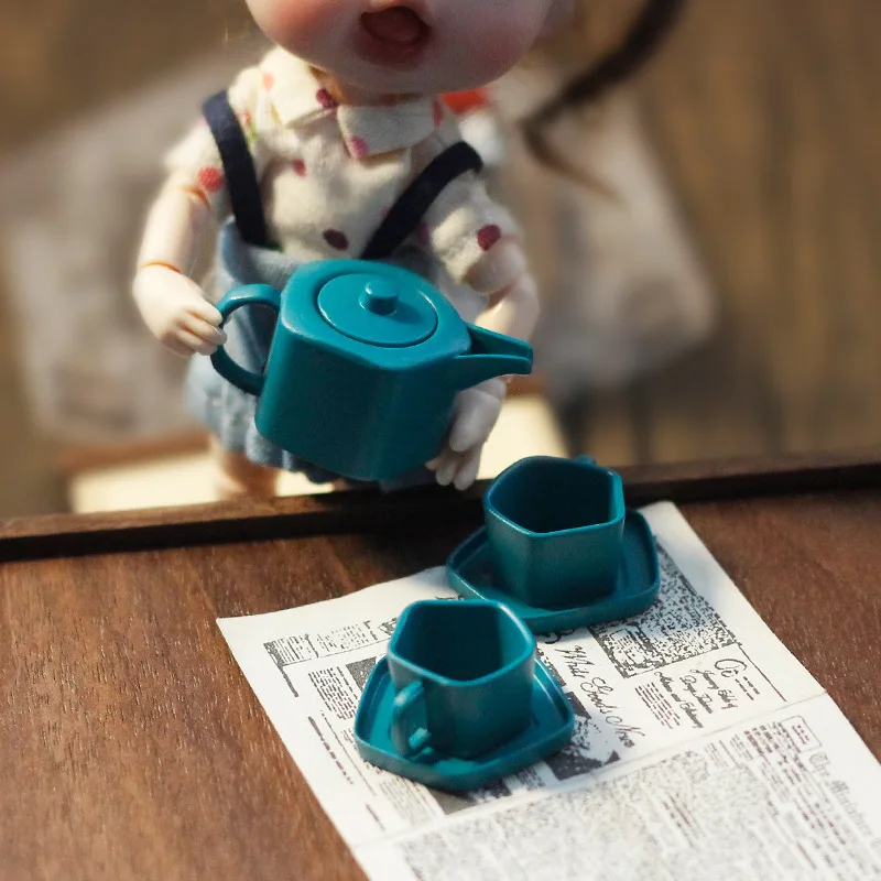 5개 미니 아이템 인형집 작은 찻주전자 세트 창의적인 소품 놀이 세트 인형집 장식 액세서리 주방 역할 놀이 장난감