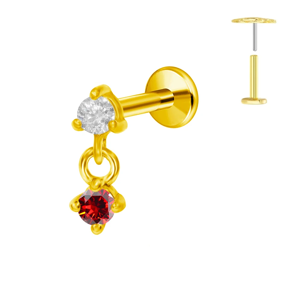 G23 Titanium Water Drop CZ Labret Piercing Earring Stud