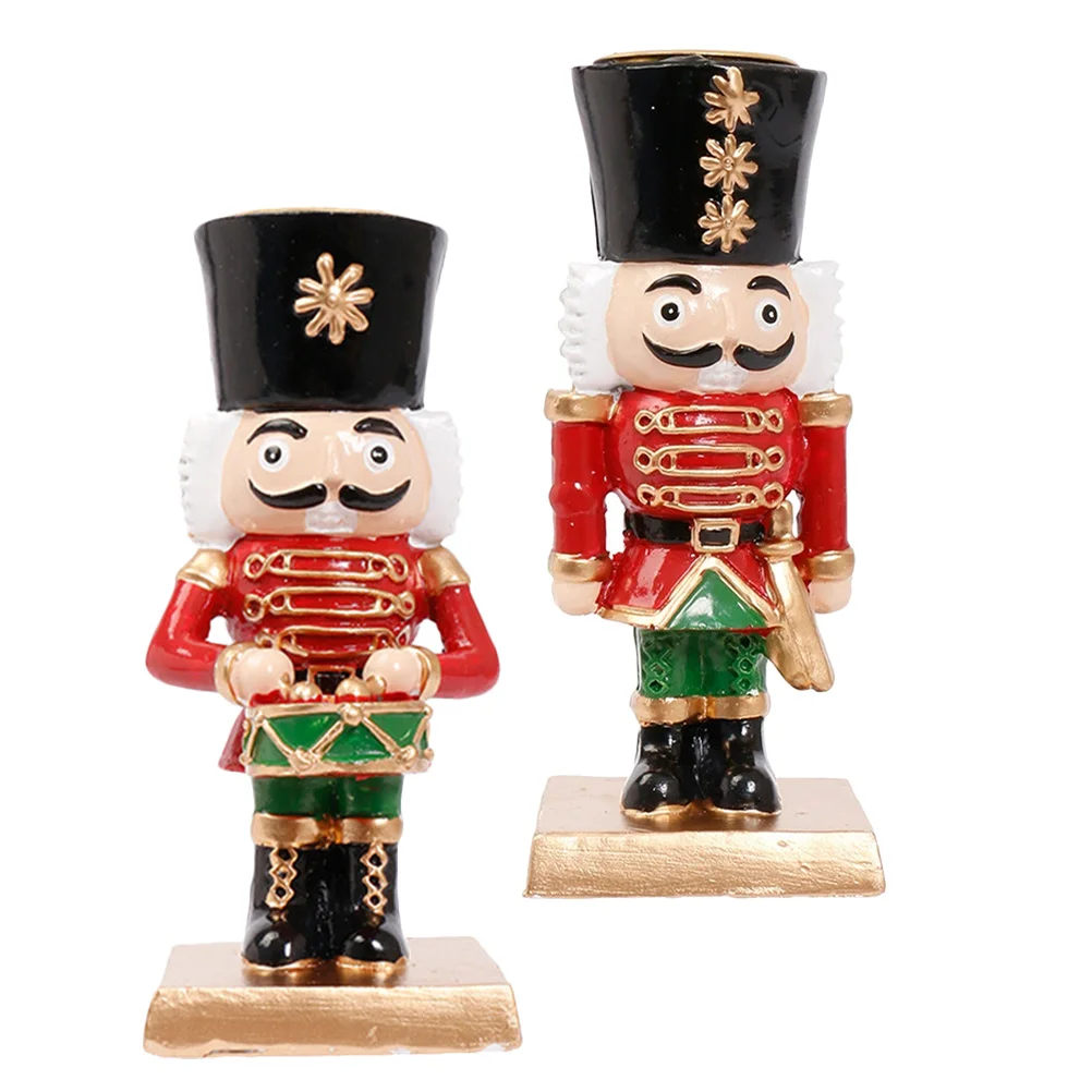 

2 Pcs Dining Table Holders Christmas Nutcracker Statues Decor Decorations