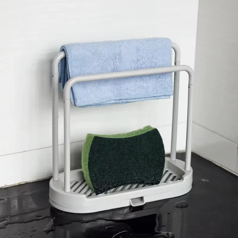 Kitchen Rag Drain Rack Multi-functional Dish Cleaning Tool Storage Rack Clean Towel Rod Kitchen Sink Washing Cloth Drain Rack