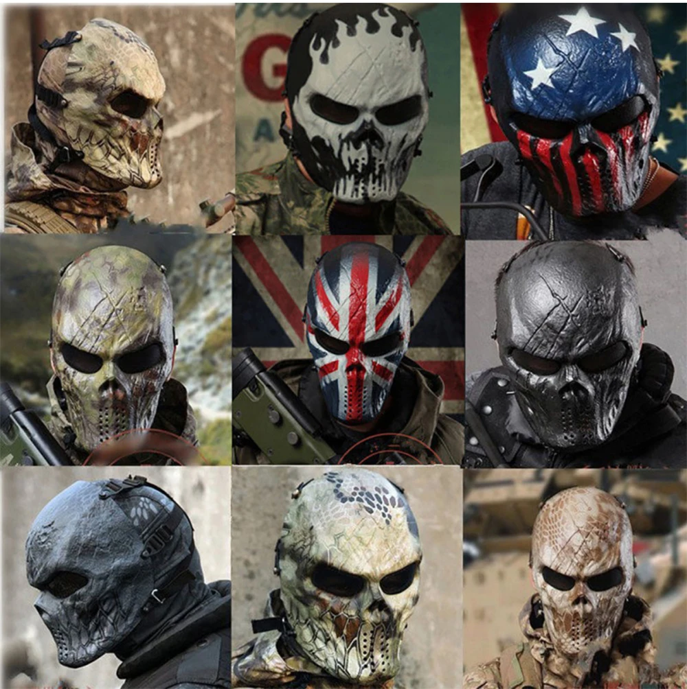 Taktyczna wojskowa Paintball pełna twarz ochronne maski bojowe Halloween maskarada Cosplay gra wojenna polowanie Airsoft maska czaszki