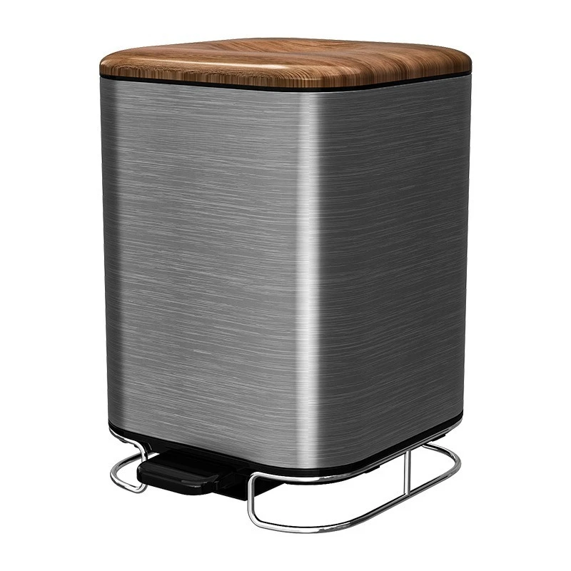 For Trash Can Household Foot-operated High-grade Medieval Stainless Steel Trash Basket Indoor Living Room Large Capacity