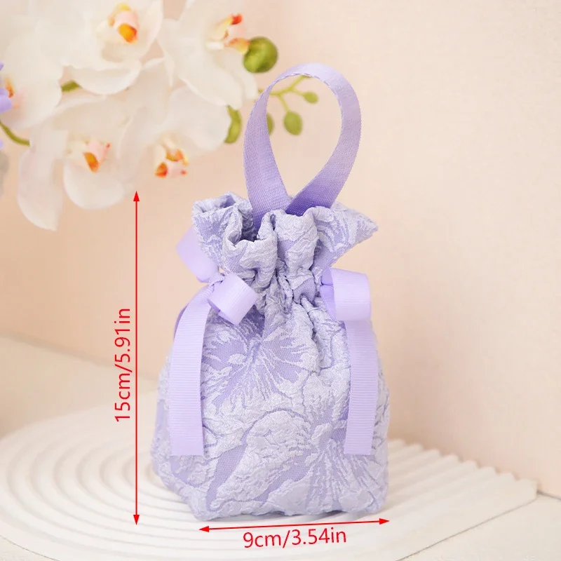 1 قطعة حفل زفاف المحمولة شرابة حقيبة كاندي حقيبة النسيج الرباط جيب كاندي الحقائب حقائب للهدايا ديكور المنزل حفلة الحسنات حقيبة #6
