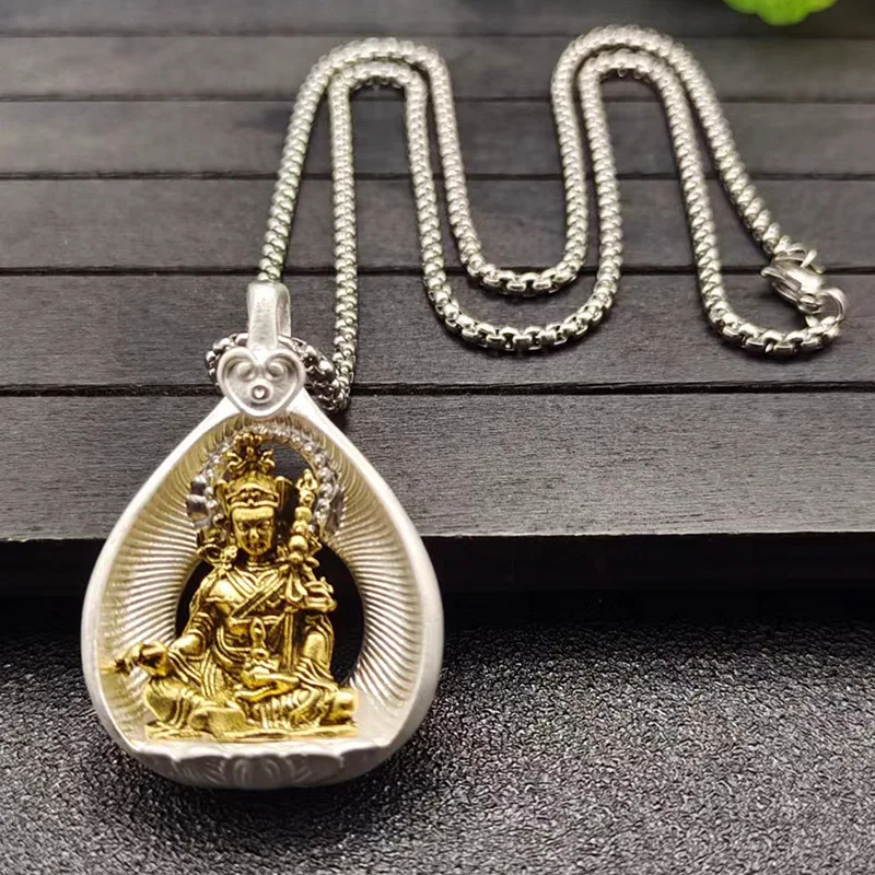 Buddha Statue Vintage Necklace Guardian God Buddha Natal Buddha Pendant Necklace Unisex Religion Peace Amulet Accessories Gift