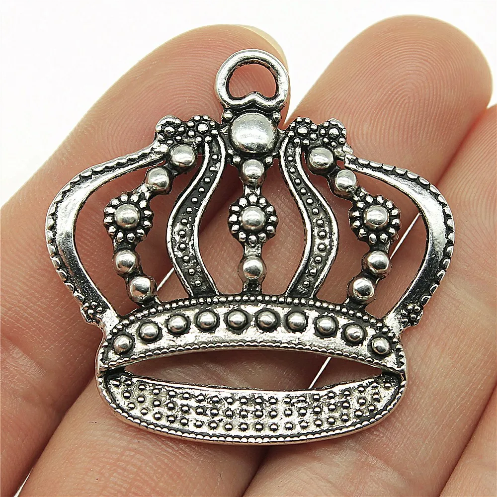 

30pcs Antique Silver Color 42x41mm Big Crown Charms For Jewelry Making DIY Jewelry Findings