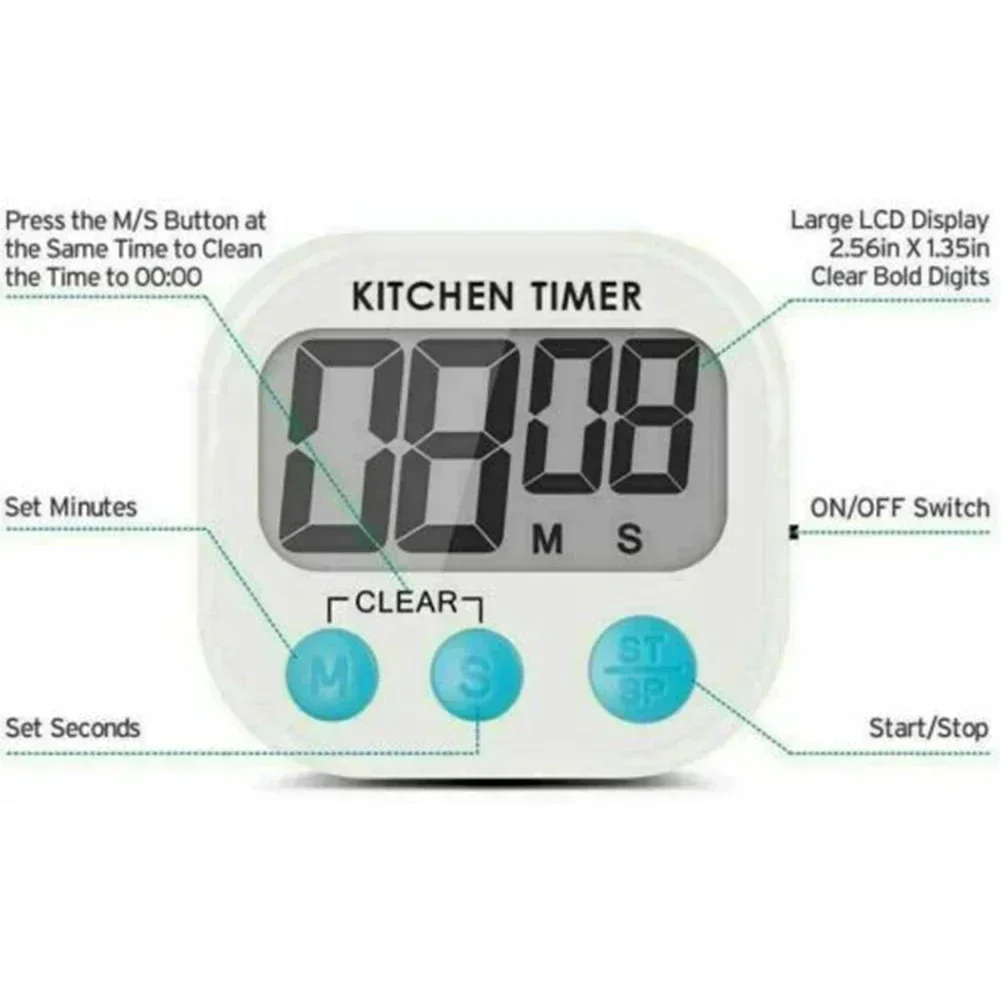 Kitchen timer Digital Timer LCD Digital Timer Timer Alarm Clock Digital Kitchen LCD Loud Magnetic Stopwatch Baking food timer