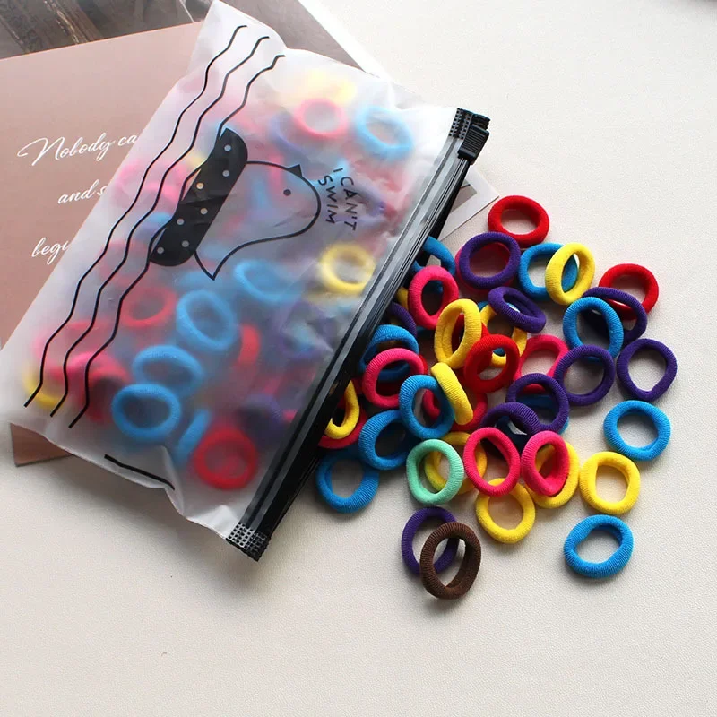 100 Stück 2 cm Kinder elastische Haarbänder Mädchen Gum Scrunchie Gummiband für Kinder Nylon Haargummis Stirnband Baby Haarschmuck