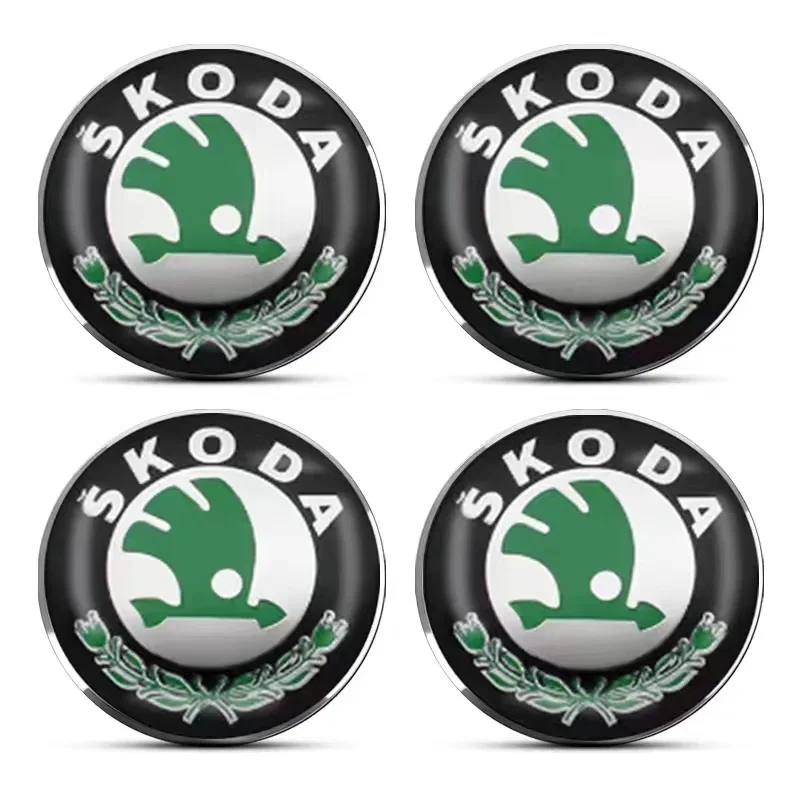 4pcs 56mm Car Emblem Wheel Hub Caps Center Cover Sticker Decoration For Skoda Octavia Fabia Kamiq Kapoq Kodiaq Rapid SCALA