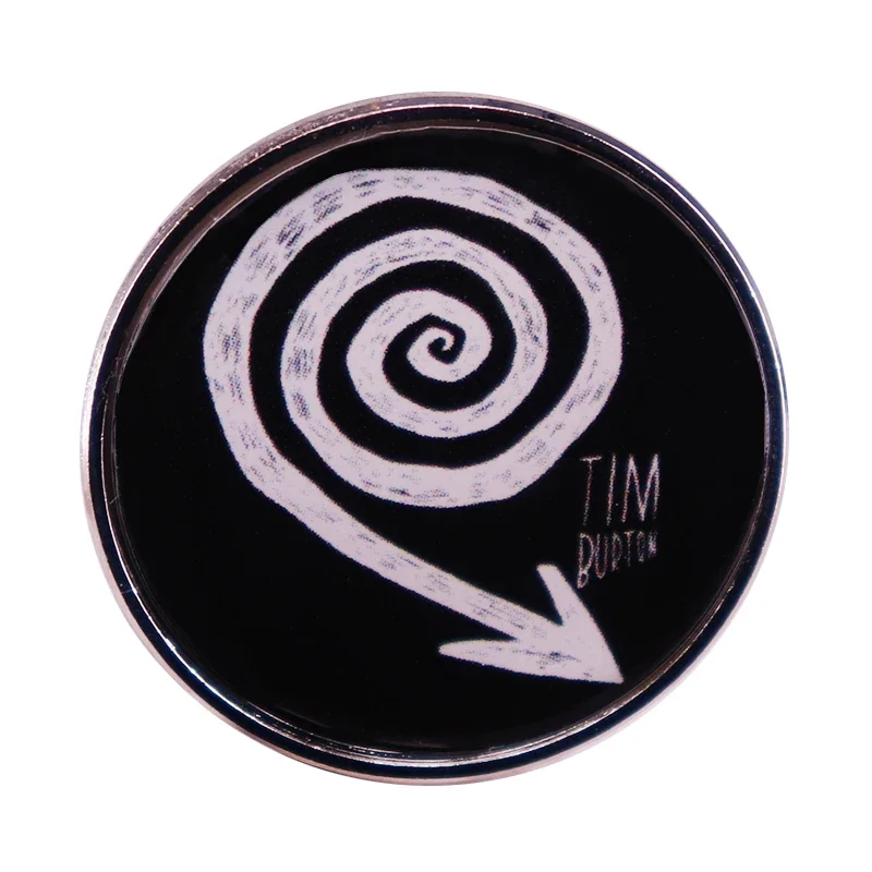 Tim Burton Spiral Dark Aesthetic Pin Medal Brooch Accessories Gothic Unique Jewelry Gift