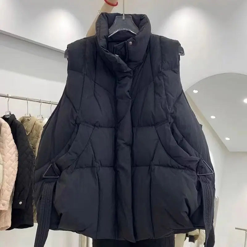 Chaleco de plumón de pato para mujer, chaqueta sin mangas de diseño de lujo, moda coreana, otoño e invierno, 2024, 90%