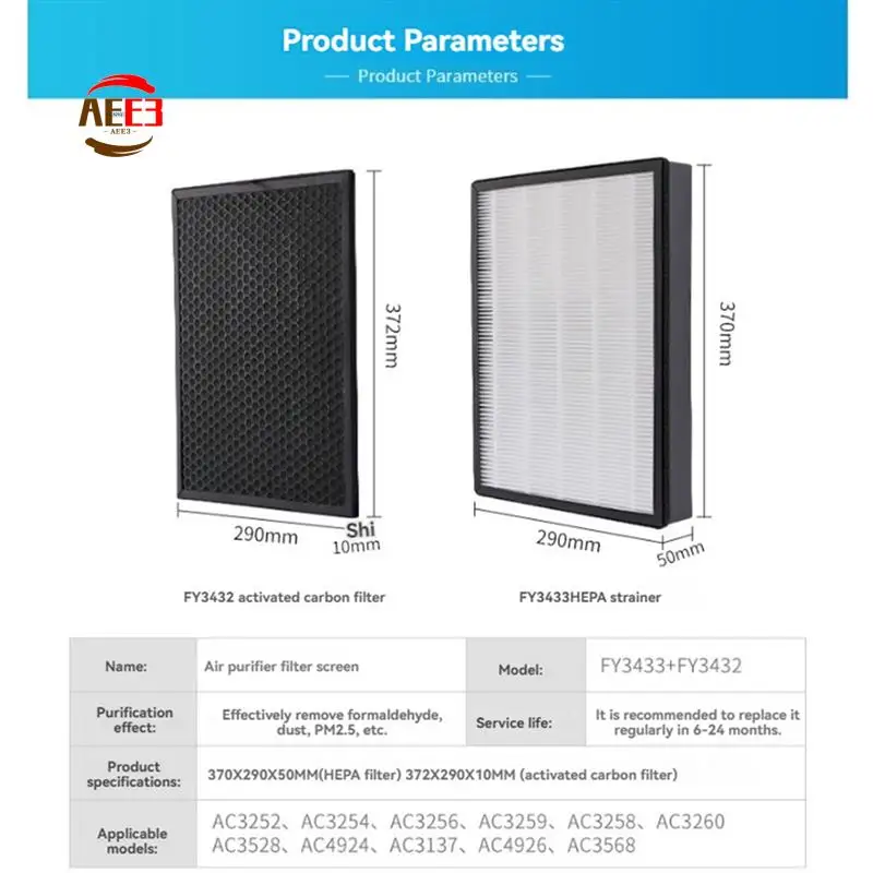 

AEE3-FY3433 FY3432 Hepa Filter Replac For 3000I Series AC3252 AC3256 Air Purifier HEPA And Activated Carbon Filter
