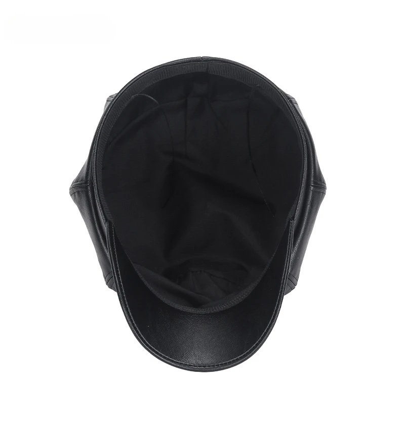 Neue Frauen PU Leder Berets Kappe Hut Schwarz Rot Außen Einstellbar Weibliche Herbst Winter Casual Dame Kappe Hut Für Frauen – Detail 12