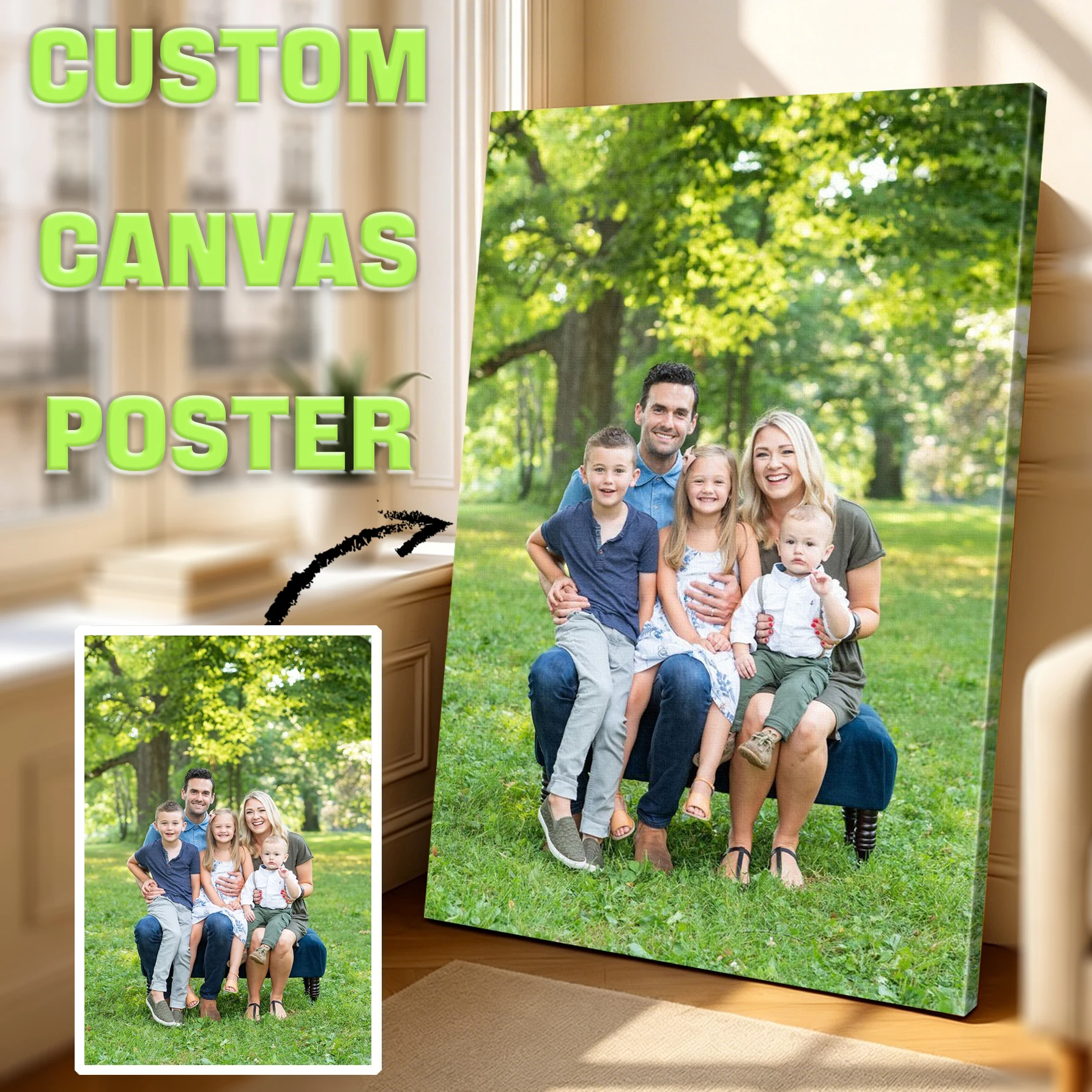 1 Stück individuell gestaltbarer Leinwanddruck in allen Größen MIT DIY-RAHMEN ODER NUR LEINWAND für Heimdekoration/Geschenkartikel/Geburtstagsdekoration