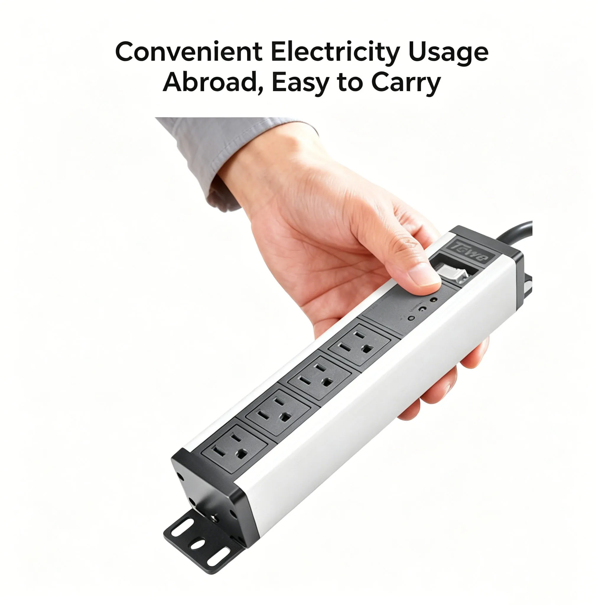 TOWE US Power Strip Surge Protector with Switch Desktop PDU Socket American Standard Extension Cord for USA Canada Mexico 2500W