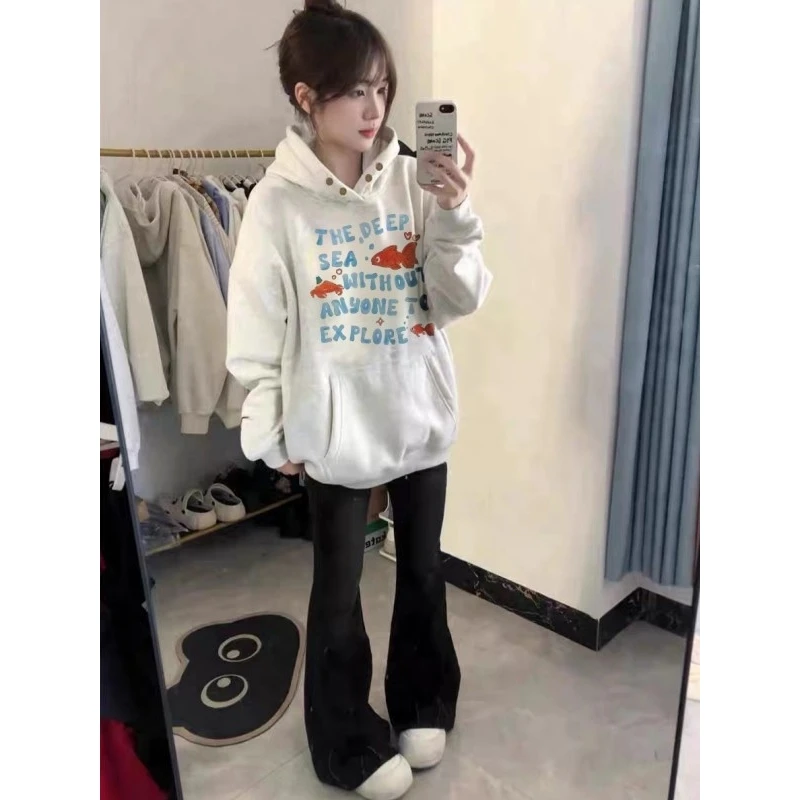 

Extra Large 300 Pou Men's Button up Hoodie Thin American Sle Loose Fit Autumn Winter Faionable Polyester Fabric