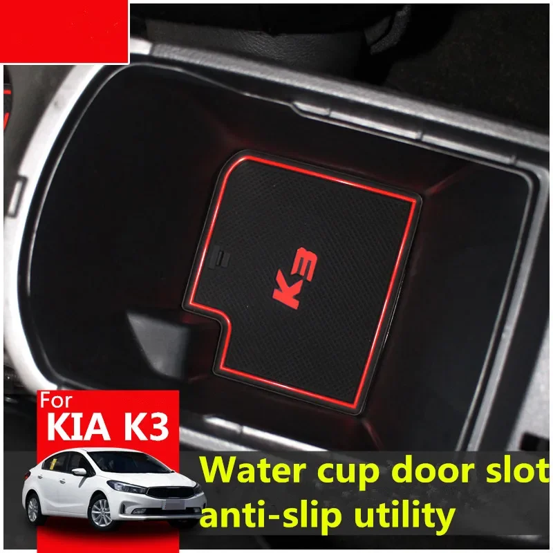 3D Rubber Mat Door Slot Pad Cup Cushion Groove Mat Lnterior Anti Slip Mat For KIA Forte YD 2013-2018 K3 Car Accessories Styling