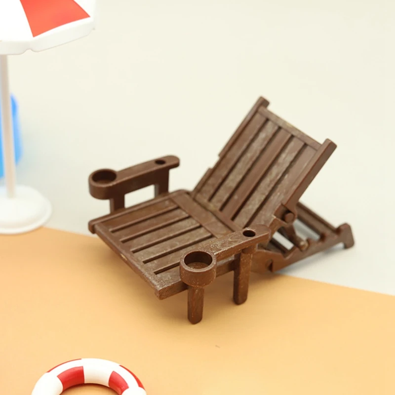 Cute Mini Swimming Decoration Simulation Pool Swimming Ring Beach Chair Set Children Play House Toys Decoration