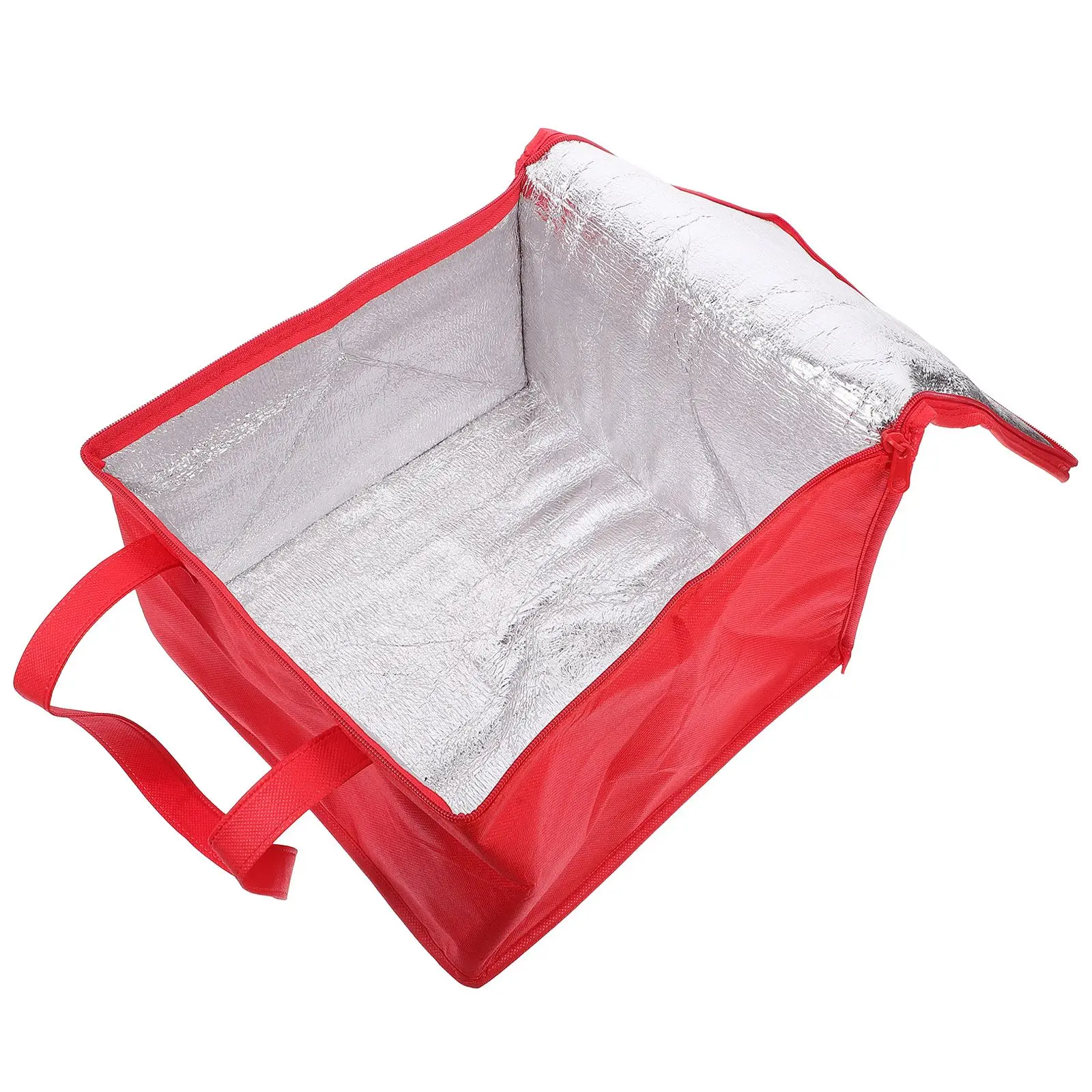 

2Pcs Insulated Bag Waterproof Lunch Portable Food Tote Cake Carrier Heat Preservation Pizza Packaging Red Color Kitchen