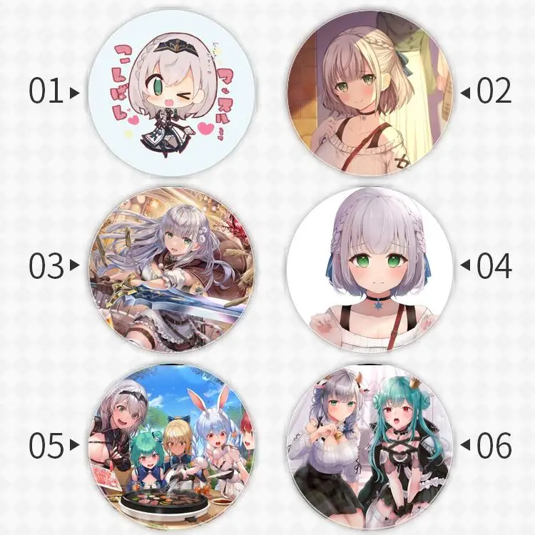 Shirogane Noe YouTuber VTuber Badge Brooch anchor Peripherals Pin Anime Fandom School bag Pendant Cartoon DIY Cosplay Metal 58mm