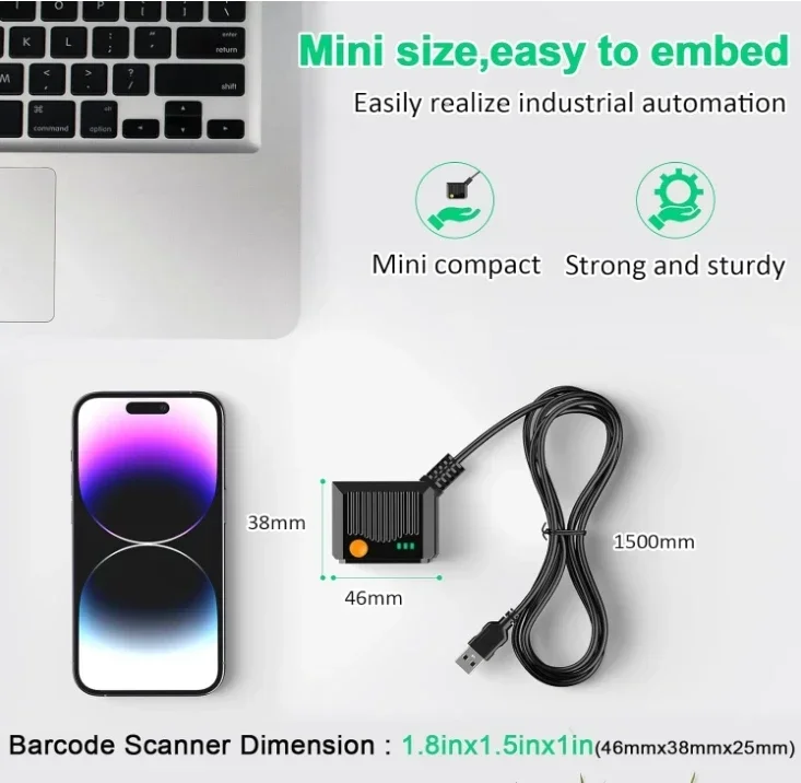 New Sales MJ-5090 Embedded USB Barcode Scanner Ultra-Rugged 1D 2D QR Scan Engine with Metal Cover Fixed Mountin Stock