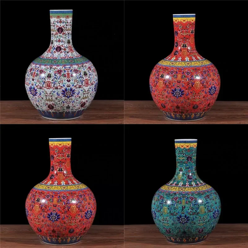 New Chinese Style Ceramic Twisted Lotus Vase Celestial Ball Bottle Home Decor for Living Room Study Ornament Gift
