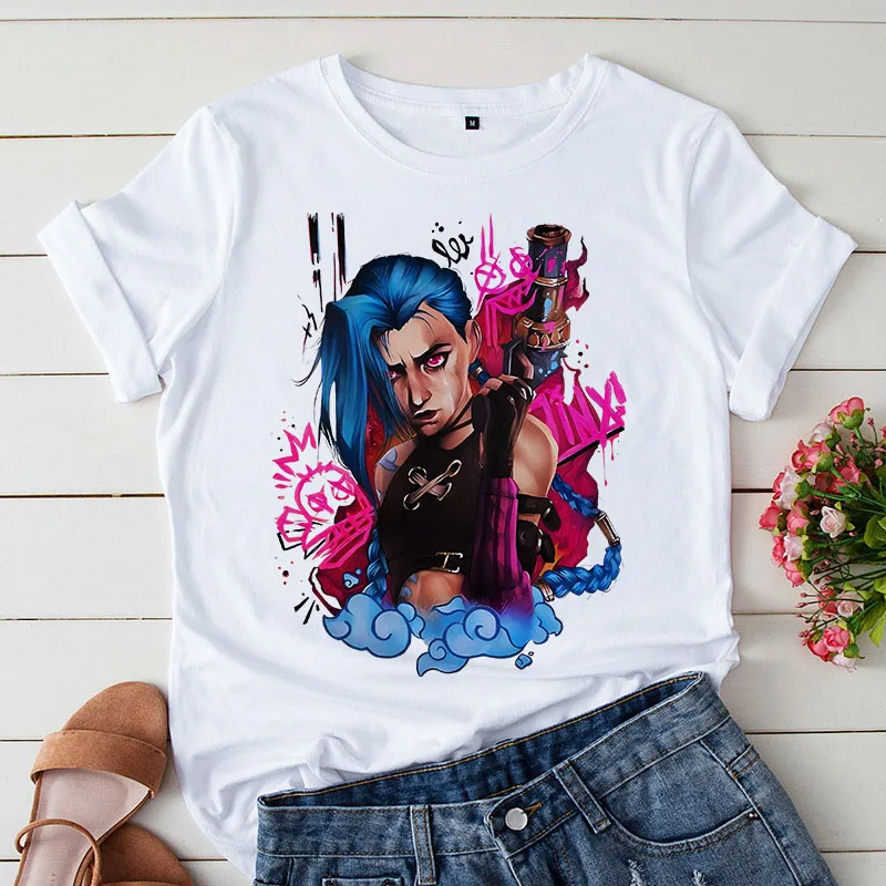 Arcane League of Legends Cotton T-shirt Adult Anime Printed Tee Men Fashion Casual Clothing Women Short Sleeve Tops Gifts 2025