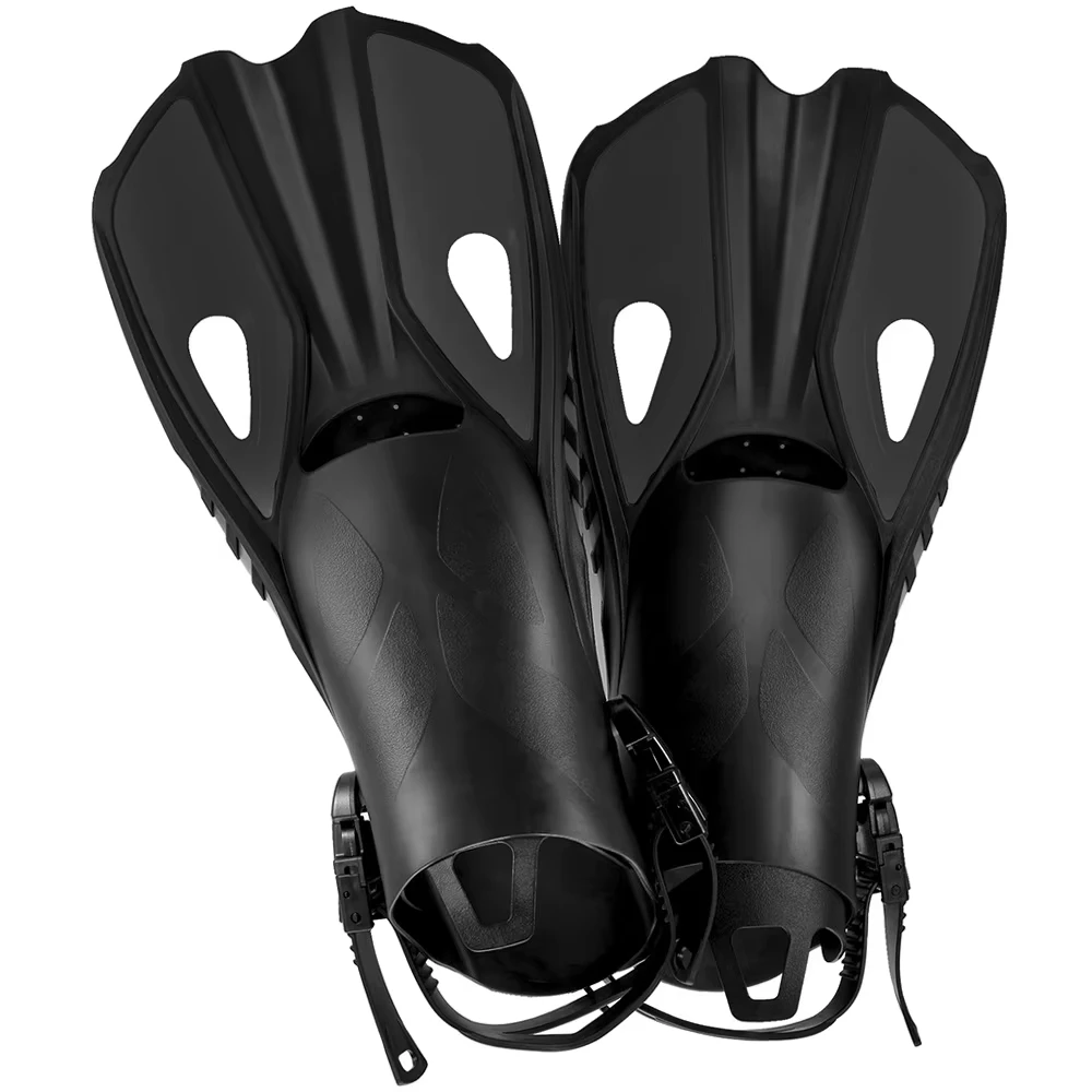 DEZITION Snorkel Fins Swim Flippers Short Diving Frog Shoes Duck Webs Adjustable Silicone Travel Size Open Heel