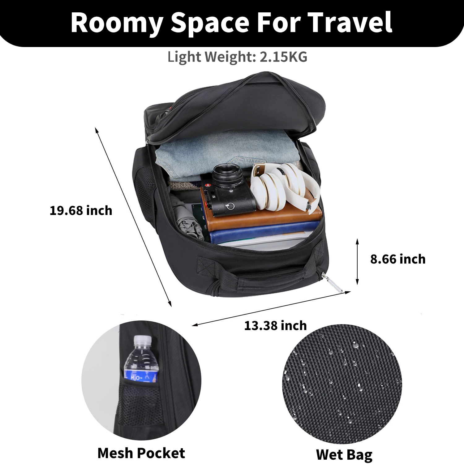 حقيبة ظهر للسفر بعجلات متعددة الوظائف للرجال حقيبة سفر المقصورة مع منفذ شحن USB حقيبة كمبيوتر محمول سعة كبيرة 35 لتر مقاومة للماء