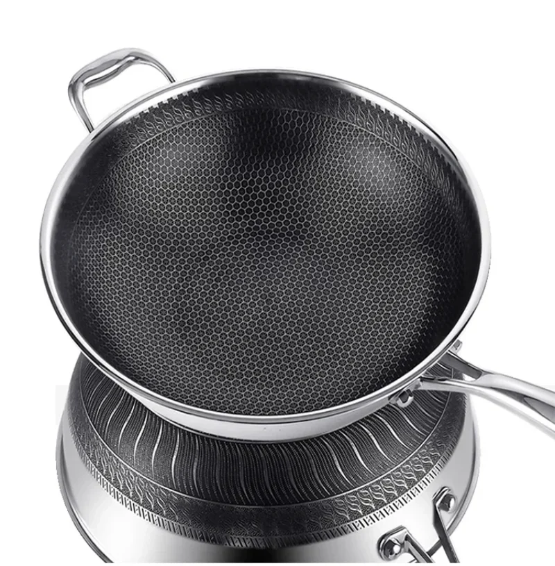 410 stainless steel frying pan honeycomb Food Grade Nonstick Frying Pan Steak Wok General Purpose