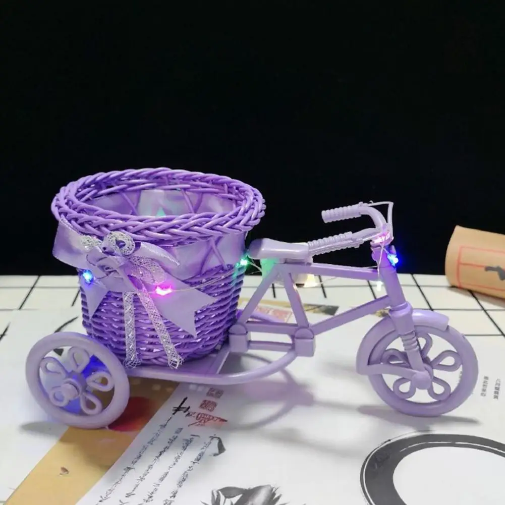 Soporte para plantas, triciclo de flores coloridas, conjunto de cesta decorativa para fiestas de bodas, carrito de ratán, Mini cestas tejidas para el hogar