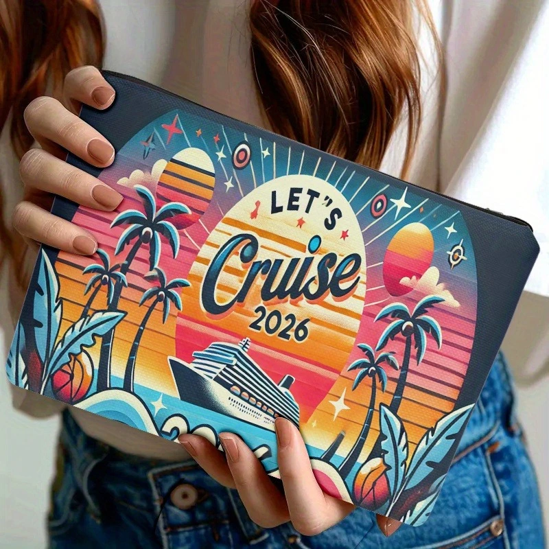 Cruise Adventure, Double-sided Printing | Travel Toiletry Bag | Zipper Closure | Durable Fabric, Soft and Bright Colors