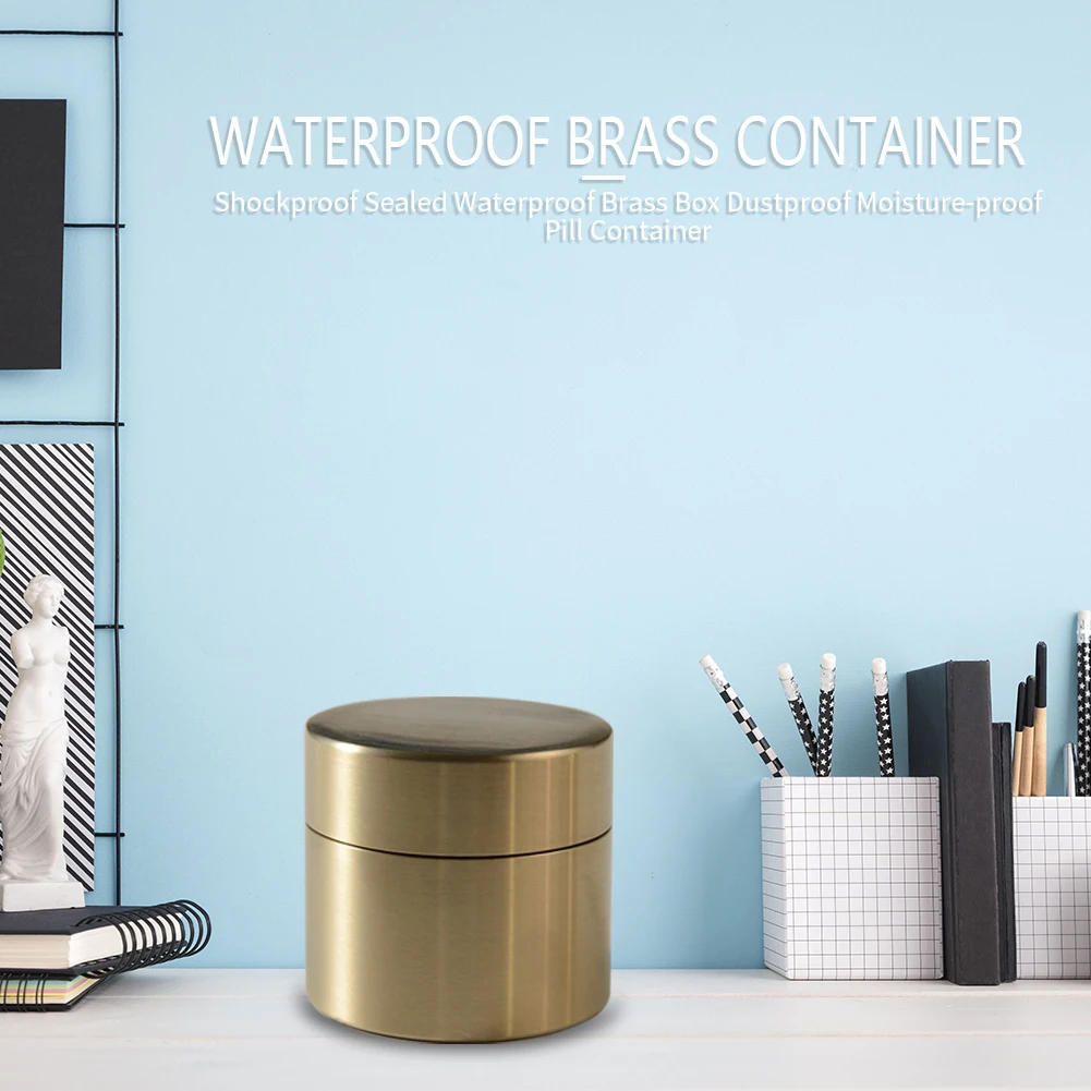 Outdoor Sealed Brass Container Waterproof Storage Box for Jewelry Pill Moisture-proof Shockproof Space-saving Organizer with Lid