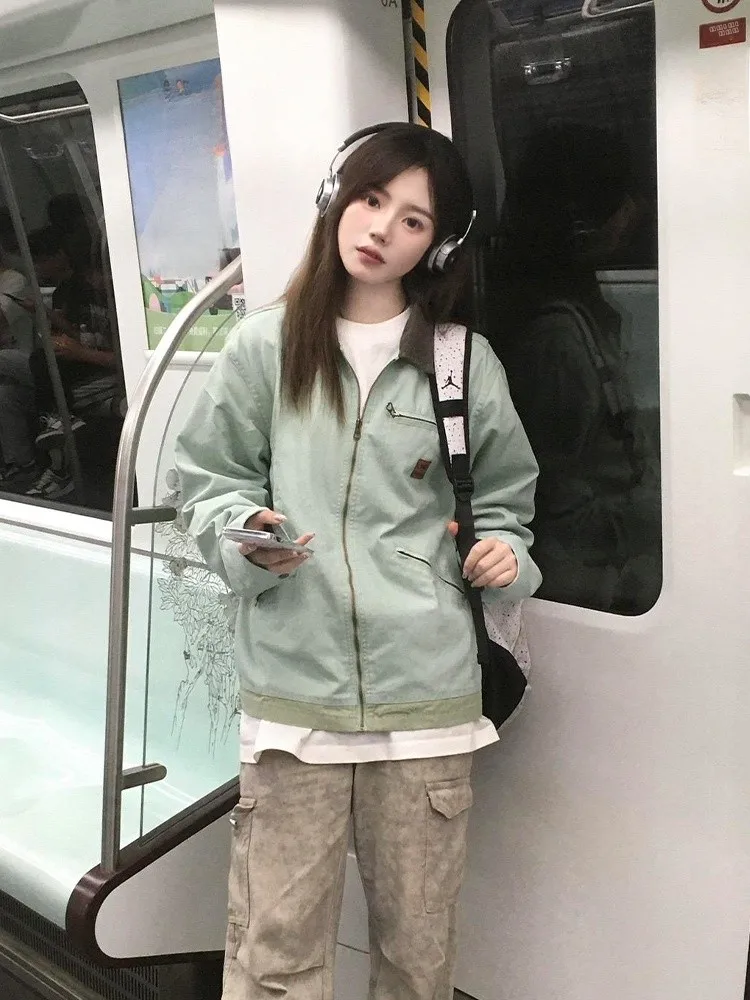 

ort Detroit Jaet Women's Spring Autumn Flip Collar Workwear irt American Sle Baseball orm een Base Layer