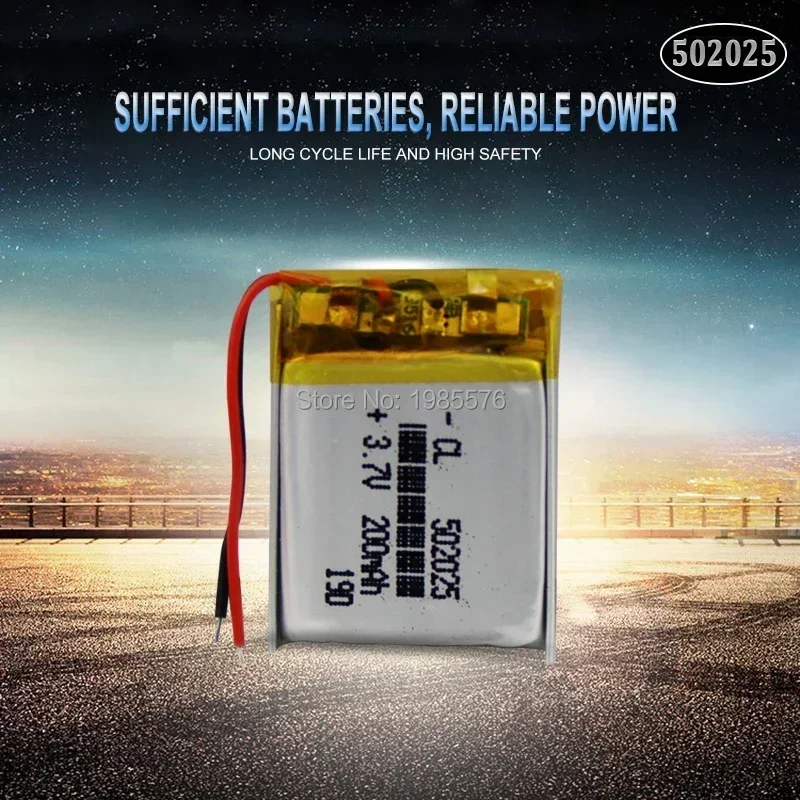 3.7V 200mAh 502025 Lithium Polymer Li-Po li ion Rechargeable Battery For toys speaker Tachograph MP3 MP4 GPS Bluetooth Lipo cell