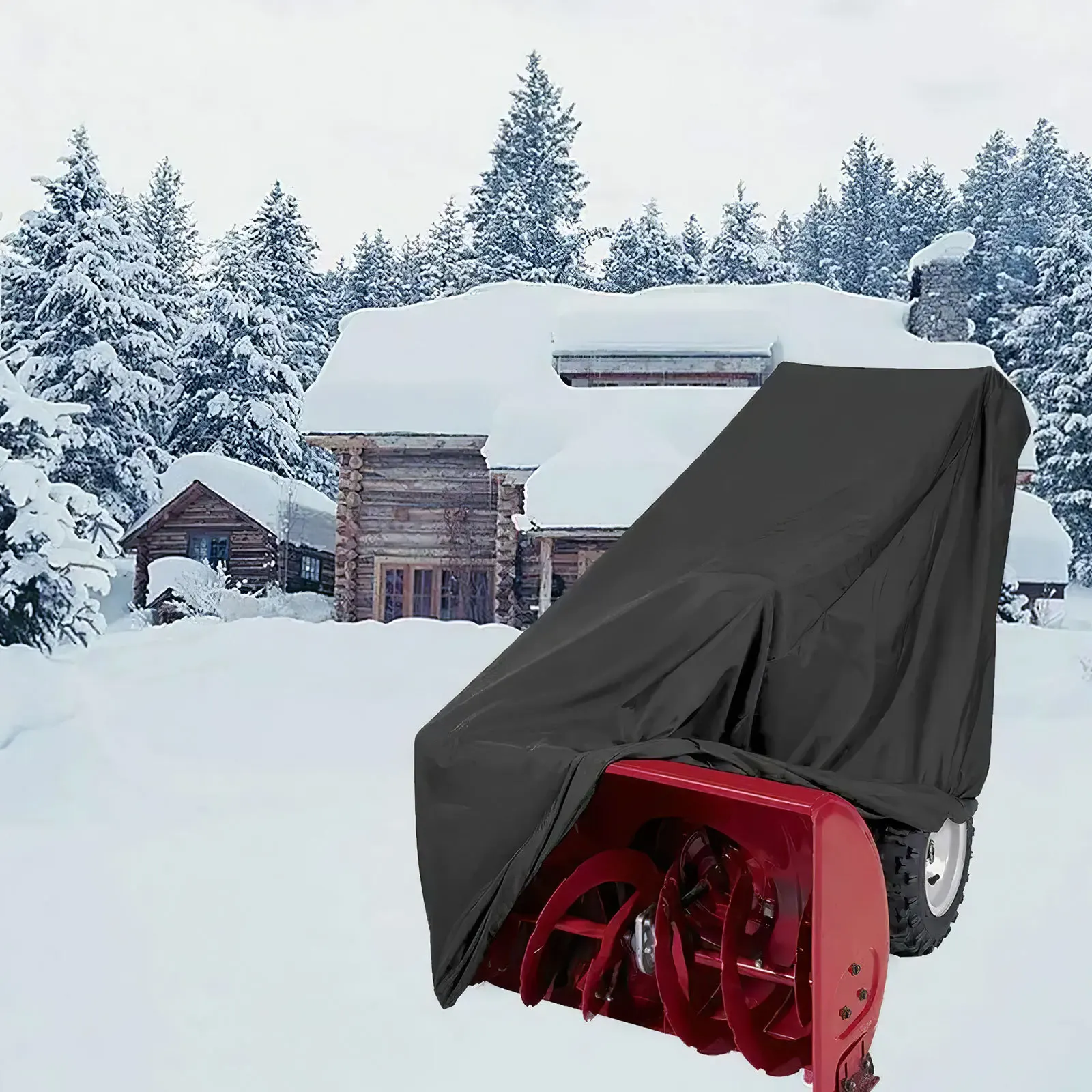 

Snow Blower Protective Cover Durable Oxford Cloth Snowplow Cover Foldable Storage Protector for Two-Stage