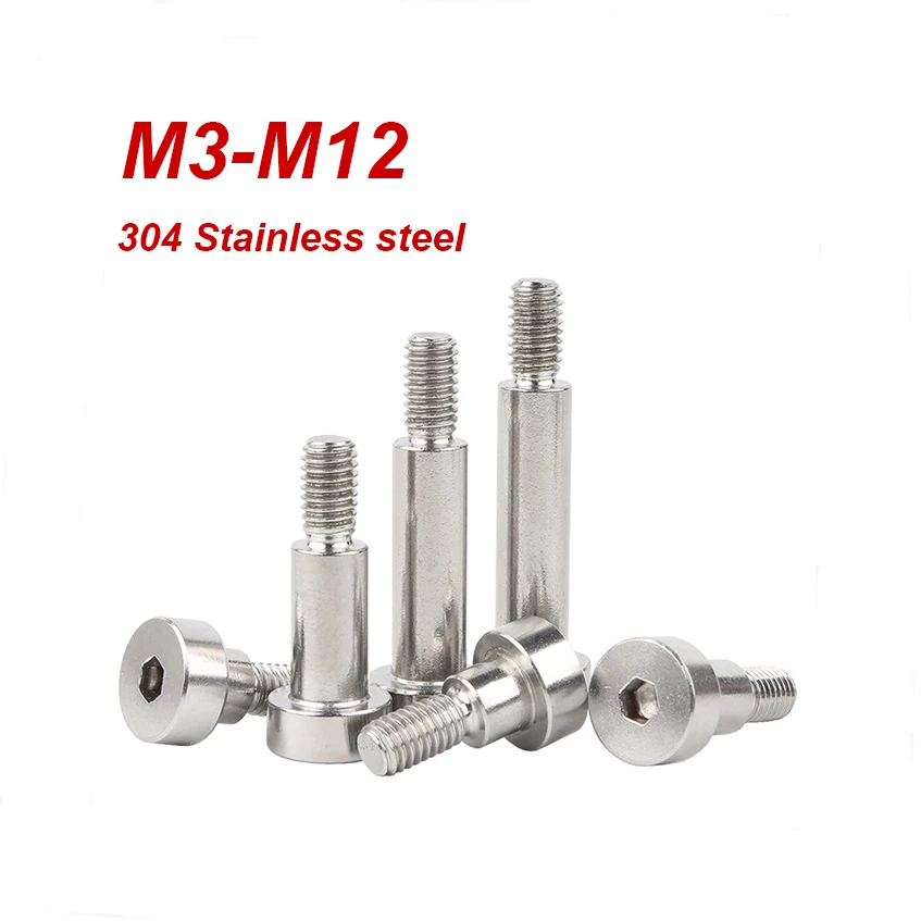 2-20pcs 304 Stainless Steel Hex Hexagon Socket Cap Head Roller Bearing Shoulder Screw Stuff Screw Allen Bolt M3 M4 M5 M6 M8 M10