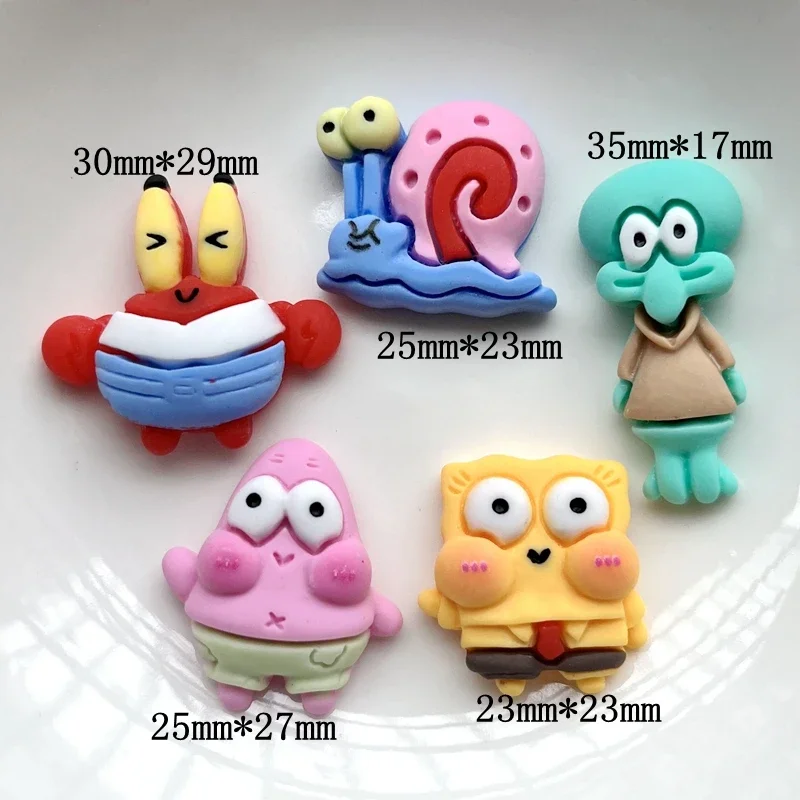 Hand-painted resin Kawaii colored snails, crabs, animals, flat stone figures, 10PCS scrapbook, DIY decorative handicrafts