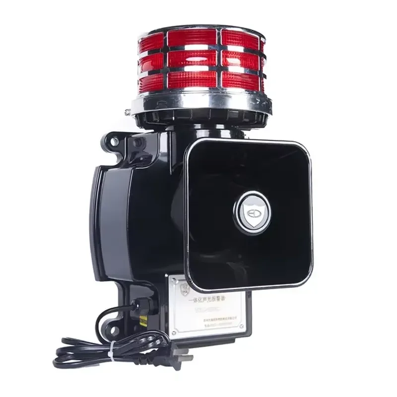 High-Powered Black Crane Warning Alarm System with Audible Sound and Visual Light Signals