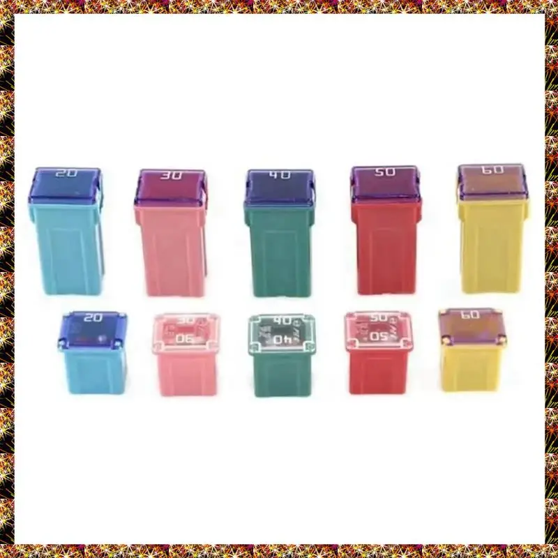 BTCL 30Pcs Box 20A-60A PAL Fuse Mini Copper Long Female Fuse Fuse Kit Mini Square Fuse,Car Fuse Combination Set