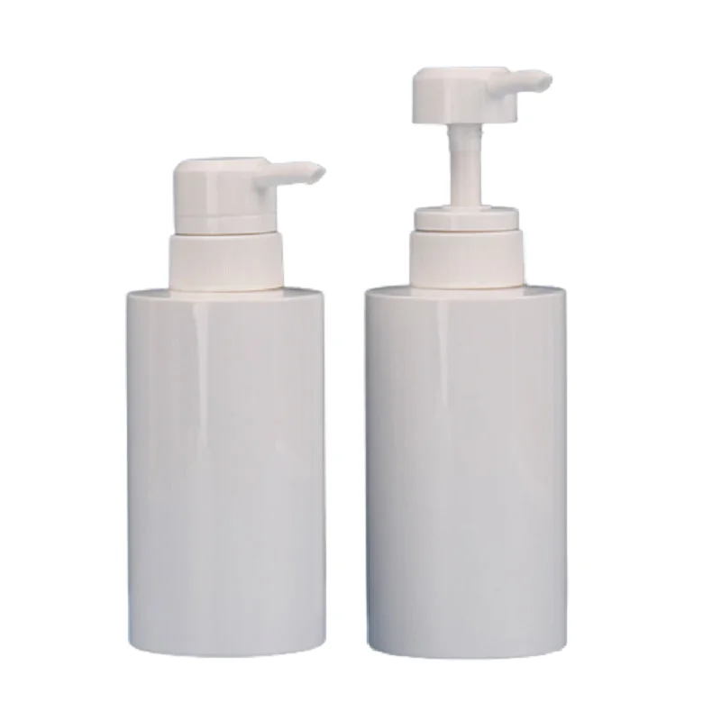 10OZ Shiny White PET Plastic Lotion Bottle Refillable 300ml Round Cosmetic Packaging Empty Hand Sanitizer Shampoo Bottles 15pcs