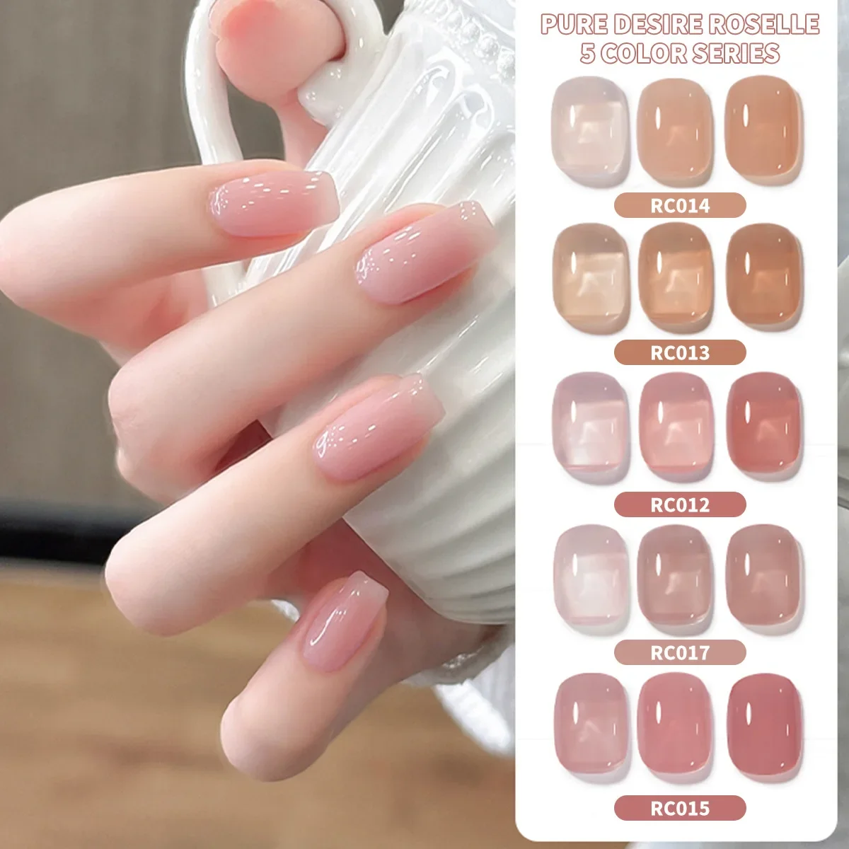 

5pcs 10ML Four Seasons Pure Desire Blush Jelly Gel Nail Polish 2025 New Whitening Ice-Transparent Nude Nail Polish Gel Varnishes