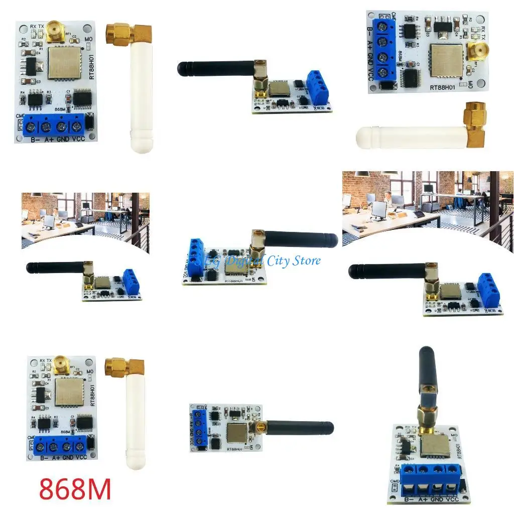 

U75B DC5V 12V 433M 868M Optional Encrypted Transmission Wireless Transceiver RS485 Modbus RTU RT88H01
