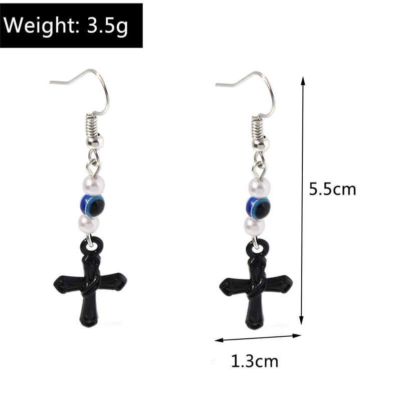 Neue Schwarze Kreuz Tropfen Ohrringe für Frauen Gothic Metall Kreuz Baumeln Haken Ohrringe Mädchen Partei Schmuck Zubehör – Detail 5